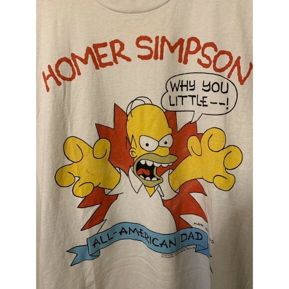 VTG 90s Homer Simpson‎ T Shirt  Why You Little __! All American Dad Screen Stars - Picture 7 of 9